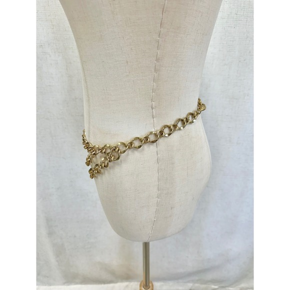 Vintage Gold Tone Multi Strand Layered Chain Belt Statement Accessory Wrap - Picture 11 of 16